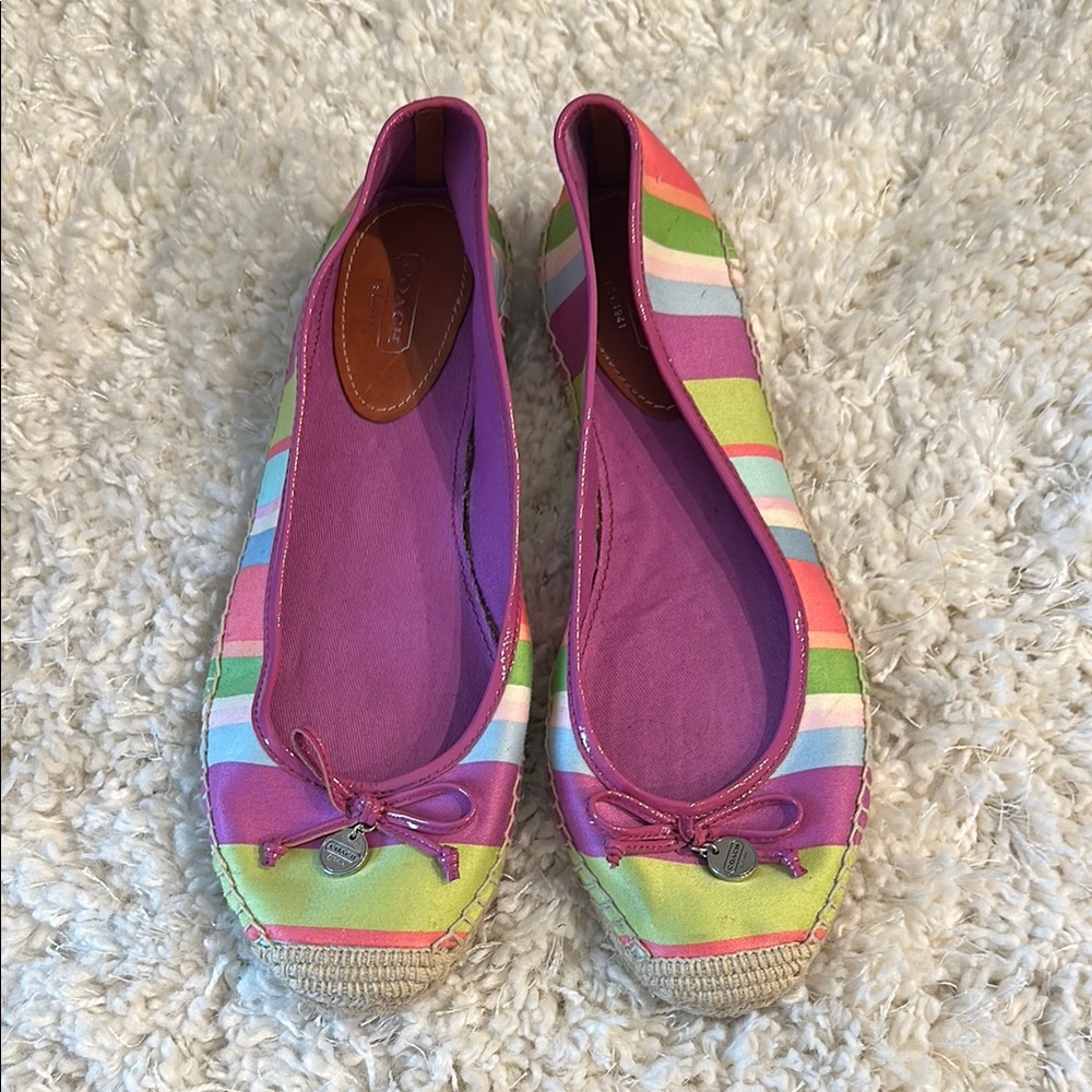 Coach Pink and Green Espadrille Shoes